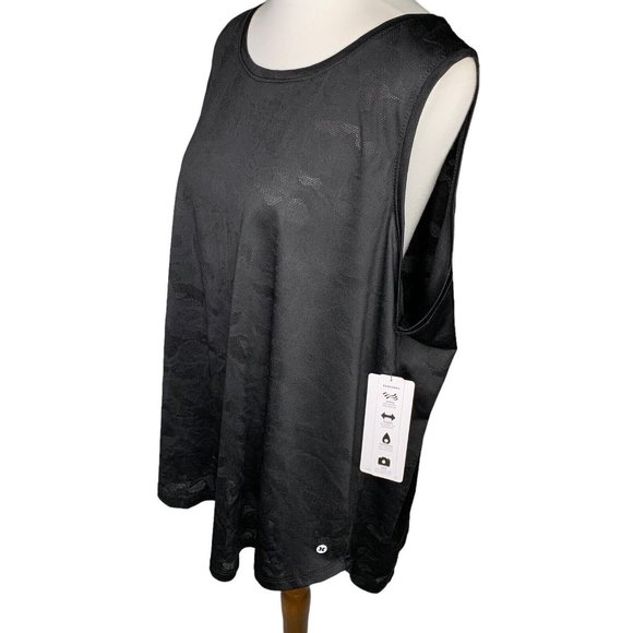 RBX Breezy Textured Jacquard Tank Top Plus Size 2X Black - Picture 3 of 6